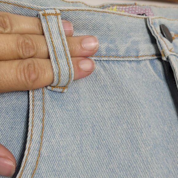 Bugle Boy 100% Cotton Unisex Light Wash High Rise Retro Jean Short Pockets Sz 34 - Picture 6 of 13